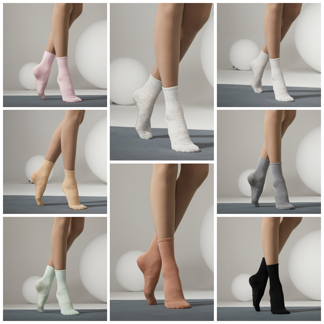 Mid Tube Pilates Grip Socks — 3 Pack